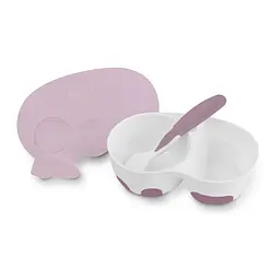 Мисочка з ложечкою двокамерна BabyOno, 350 мл, рожевий (1067/02) - мініатюра 2