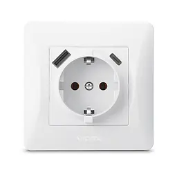 Розетка одинарна із заземленням з USB+USB-C біла VIDEX BINERA VIDEX (27862-000) - мініатюра 2