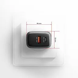 Мережевий зарядний пристрій AXAGON ACU-PQ67, 2x port (USB + USB-C), PD3.0/QC4+/PPS/Apple, 67W, сірий - мініатюра 2