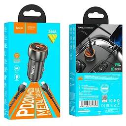 Адаптер автомобільний HOCO Type-C to Lightning Cable Blue whale car charger set Z46A коричневий - мініатюра 4