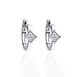 Сережки з білого золота Геометричні кільця (з40088)