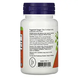 Натуральна добавка Garlic Oil 1500 mg, 100 капсул NOW vit0004236 - мініатюра 3