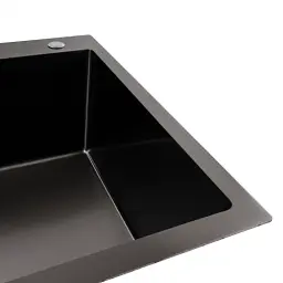 Кухонна мийка Platinum Handmade HSB з нержавіючої сталі 1.2 мм квадратний сифон 70x50x23 см чорна - мініатюра 3