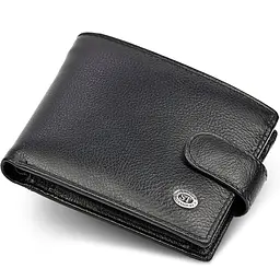 Класичне чоловіче портмоне з натуральної шкіри ST Leather ST102 чорне 9,5 см