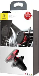 Автотримач Baseus Magnetic Air Vent Car Mount Holder with cable clip Red - мініатюра 6