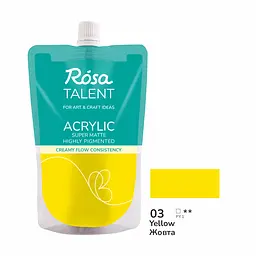 Фарба акрилова Жовта (03) 200 мл ROSA Talent (4823098548942)