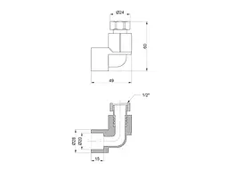 Кут Thermo Alliance 1/2" 90° d 20мм поліпропіленовий 1/2"В латун. накид. гайка, лат. шток для поліпроп. труб (DSE701) - мініатюра 2