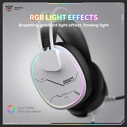 Навушники Onikuma ігрова гарнітура X-91 Max з мікрофоном та RGB підсвіткою геймерські провідні для ПК ноутбуків PS4 PS5 Білий - мініатюра 4