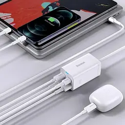 Потужний зарядний пристрій GaN3 65 W Baseus 2xUSB-A + 2xType-C з китайською вилкою (CCDK65C) - мініатюра 4