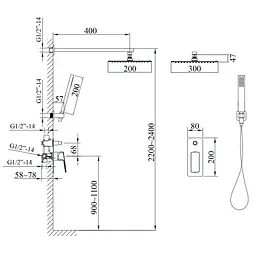 Душова система Topaz Lexi TLG 21205-H57-W, ручна та верхня лійка, горизонт.Білий гляне, Білий - мініатюра 2