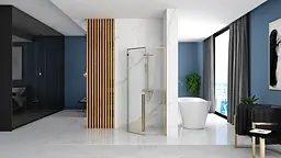 Душова кабіна Rea Diamond 90x90 gold REA-K4904, Золотий, Універсальна, прозорий - мініатюра 3