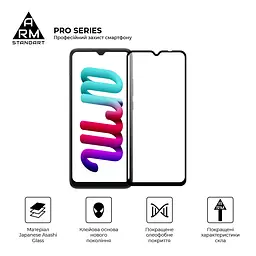 Захисне скло на Xiaomi Redmi 10C/12C з олеофобним покриттям, Pro, повне проклеювання, антистатичний і пиловідштовхуючий шар, 9H, самоклеючеся, 2.5D, на весь екран, антистатичний клей, ArmorStandart (ARM61297) - мініатюра 2