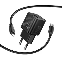 Зарядний пристрій Hoco N65 USB/ Type-C PD QC чорний + кабель Type-C to Lightning - мініатюра 4