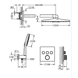 Душова система прихованого монтажу Grohe Grohtherm Smartcontrol з Rsh Smartactive 310 Cube 1039980000, Хром - мініатюра 4