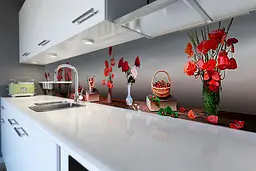 Кухонний фартух самоклеючий Маки та Вишні наклейка ПВХ Натюрморт квіти Сірий 60х250 см Happy Pocket Z180434 - мініатюра 6