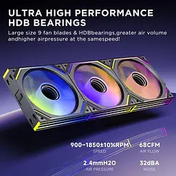 Вентилятор для ПК Jungle Leopard Interstellar-V2 Daisy Chain RGB 120 мм, комплект із 3 шт., 1850 об/хв/68 CFM/2,4 мм H2O/24 - мініатюра 4