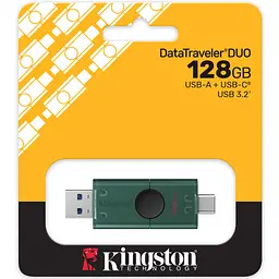 USB Flash Kingston DataTraveler Duo 128GB USB Type-A/ USB Type-C Black/Green, Retail - мініатюра 4