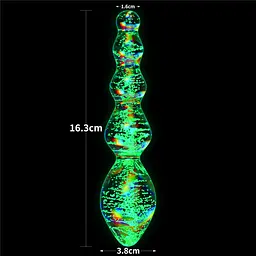 Скляний фалоімітатор DILDO GLOW-IN-THE-DARK TWILIGHT GLEAM GLASS LOVETOYS 66-LV610002 100434 - мініатюра 2