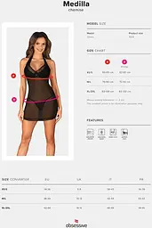 Комплект Obsessive Medilla chemise (Чорний, M/L) Obsessive 100440 96933 - мініатюра 3