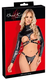 Боді Bad Kitty Bondage чорне з кільцями та ременями - мініатюра 1