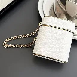 Шкіряний футляр Suitcase для навушників AirPods 1/2 White - мініатюра 2
