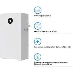 Акумулятор Deye LiFePO4 48V (51.2V/314Ah/16076Wh) (RW-F16) [151130] - мініатюра 5