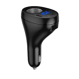 Автомобільний зарядний пристрій Hoco Z61 USB/2 Type-C з роз'ємом прикурювача та дисплеєм чорний - мініатюра 3