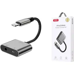 Кабель XO перехідник з 1 Lightning на 2 виходи Lightning + 3.5 мм