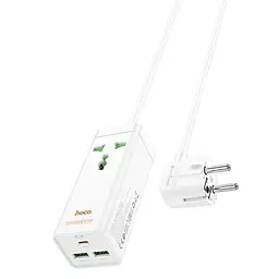 Фільтр–подовжувач Hoco AC9A Talent desktop charger (1 х розетка 2 х USB 1 х Type-C) 30W 10A - мініатюра 2