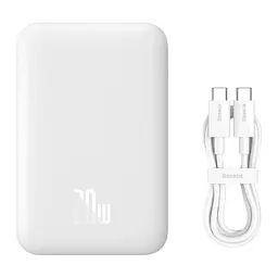 Зовнішній акумулятор Baseus Magnetic Mini Air Wireless Fast Charge Power Bank 6000mAh 20W Stellar White(With Simple Series Charging Cable Type-C to (P10059002223-00) - мініатюра 10