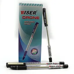 Ручка масляна Wiser Drone, 0.7 мм, із грипом, чорна (українською), 12 шт.