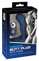 Стимулятор простати You2Toys Vibrating Butt Plug With Nubs, 11.7 см синій