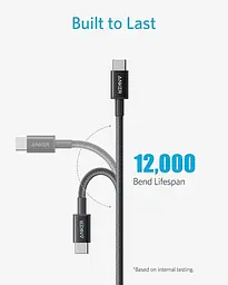 Кабель Anker Nylon А8758 Type-C - Type-C (USB-C - USB-C) 100W 3 метри - мініатюра 3