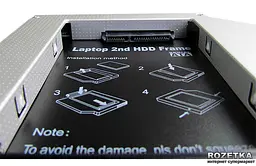 Адаптер Grand-X підключення HDD/SSD 2.5'' у відсік приводу ноутбука SATA/SATA3 Slim 9,5mm (HDC-24) - мініатюра 3