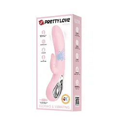 Вібратор-кролик Pretty Love Romance з вакуумним відростком, 20 см фуксія - мініатюра 7