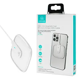 Бездротовий зарядний пристрій Usams US-CD153 Ultra-thin Magnetic Fast Wireless Charger With Cable Білий