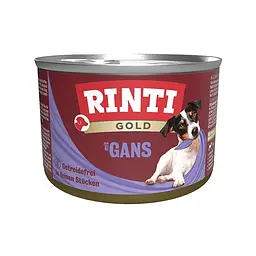 Беззерновий вологий корм Rinti Gold mit Gans Рінті повнораціонний натуральний для собак, Гусак 185 г (91002)