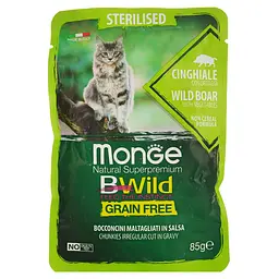 Вологий корм для котів Monge Cat Вwild Gr. Free Wet Sterilised кабан з овочами 85 г - мініатюра 2