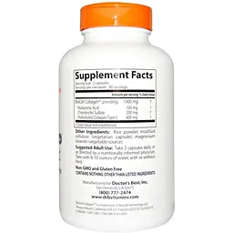 Гіалуронова кислота Doctor's Best Best Hyaluronic Acid + Chondroitin Sulfate with BioCell Collagen 180 капсул - мініатюра 2