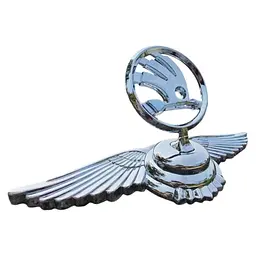 Емблема приціл Skoda орлині крила метал Хром 215х70х72 мм на скотчі (Завод) - мініатюра 2