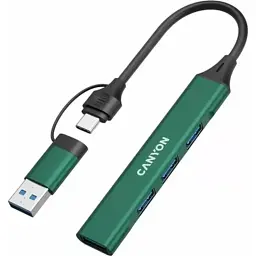 Концентратор Canyon hub DS-02 4in1 USB-A/C Green (CNS-TDS02GR) - мініатюра 5