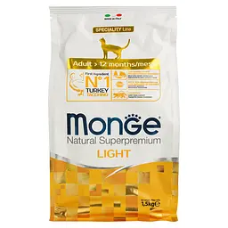 Сухий корм Monge Cаt Light з індичкою, 1,5 кг (70005548) - мініатюра 2