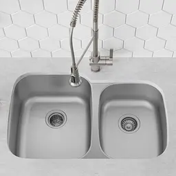 Подвійна кухонна мийка Kraus Premier KBU27, Нержавіюча сталь - мініатюра 2