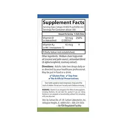 Вітаміни та мінерали Carlson Labs Super Daily D3+K2 2000 IU/45 mcg, 10.16 мл - мініатюра 3
