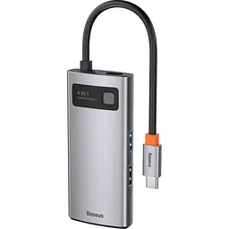 USB-хаб Baseus Metal Gleam Series 4-in-1 Multifunctional Type-C Hub Docking Station Gray (CAHUB-CY0G) [75254] - мініатюра 1
