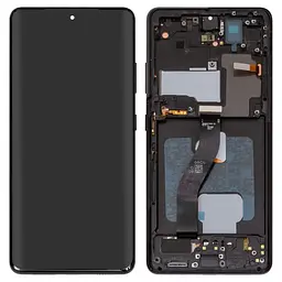 Дисплей для Samsung G998 Galaxy S21 Ultra 5G, чорний, з передньою камерою, з рамкою, ., original LCD size, (OLED)