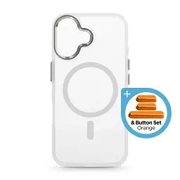 Чохол ArmorStandart Unit MagCase для Apple iPhone 17 Matte Clear Silver + Orange Button Set