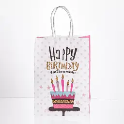 Подарунковий пакет Yiwu Happy Birthday 15x8x21 см 12 штук в упаковці рожевий з білим HP-10359-23PK