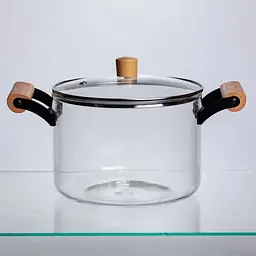 Каструля скляна Yiwu HP-34-109 4.5 л з кришкою, діаметр 20 см, боросилікатне скло для готування