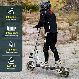 Електросамокат двомоторний Ruitoo T3 MAX (2х2800W, 60V, 30Ah) Білий - мініатюра 17